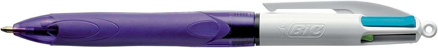 Esferográfica BIC 4 Colours Grip Fashion (Branco/Roxo)