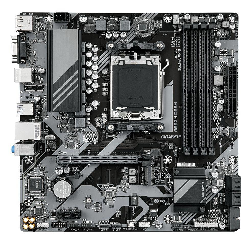 Motherboard GIGABYTE A620M DS3H (AM5 - AMD Ryzen 7000 Series - micro ATX - Castanho), miniatura 2