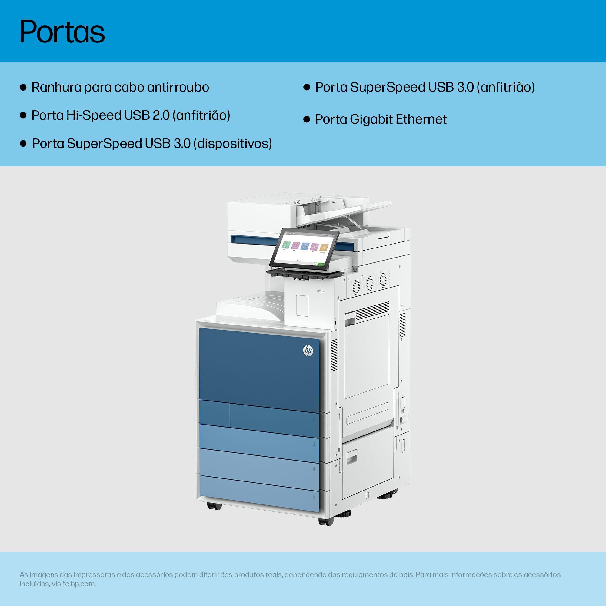 Impressora Multifuncional Laser a Cores HP LaserJet Enterprise Flow MFP 8801z (A3 - Impressão a cores - 2180 folhas - Azul e Branco), miniatura 4