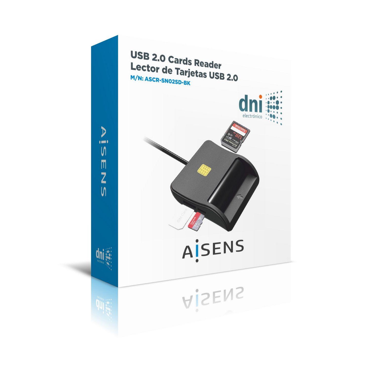 Leitor de Cartões Inteligentes AISENS ASCR-SN02SD-BK (USB 2.0 - Preto), miniatura 4