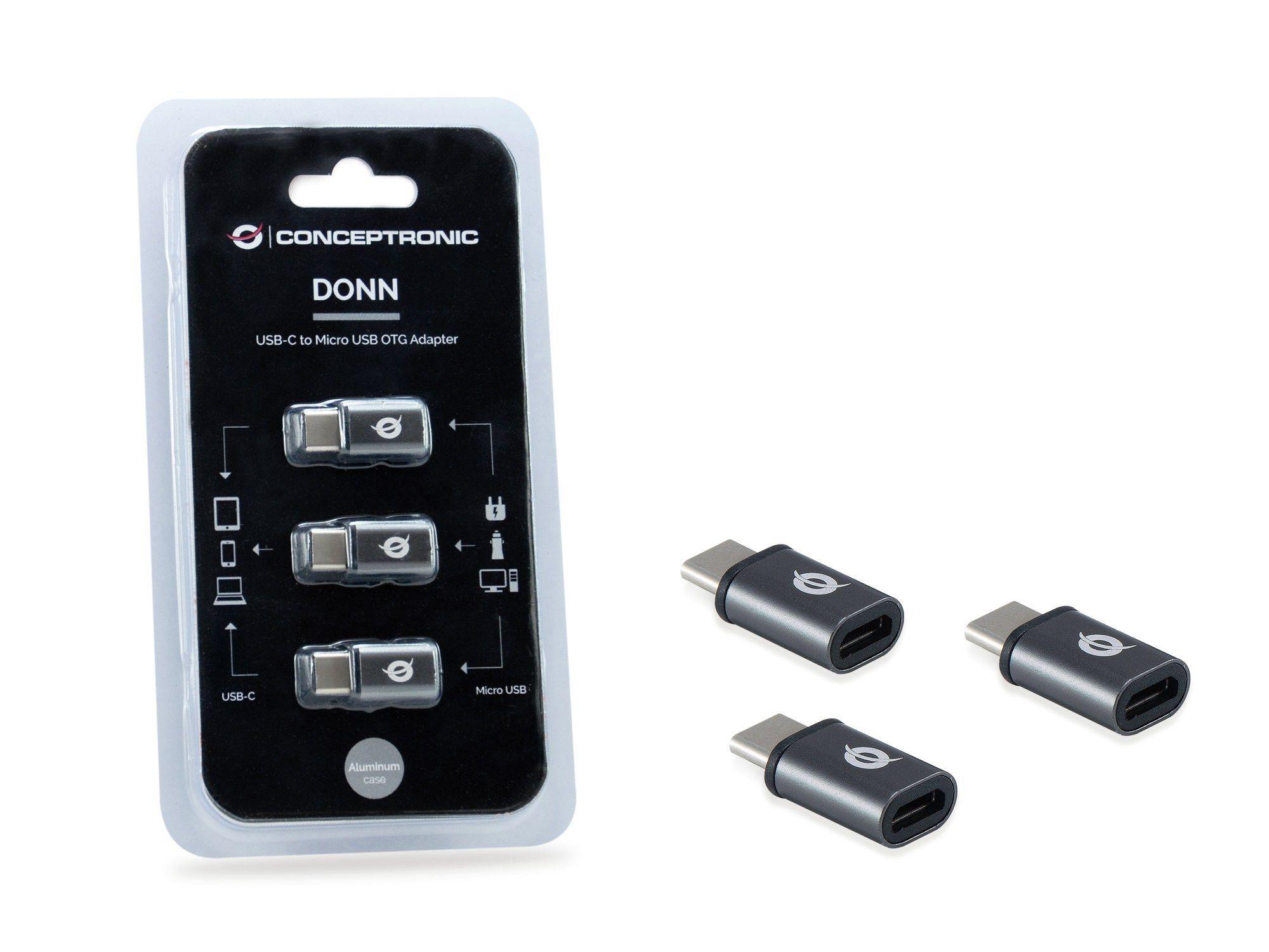 Adaptador USB-C para Micro-USB CONCEPTRONIC DONN05G (USB 2.0 Micro - USB 2.0 Type-C - Preto) — miniatura 4