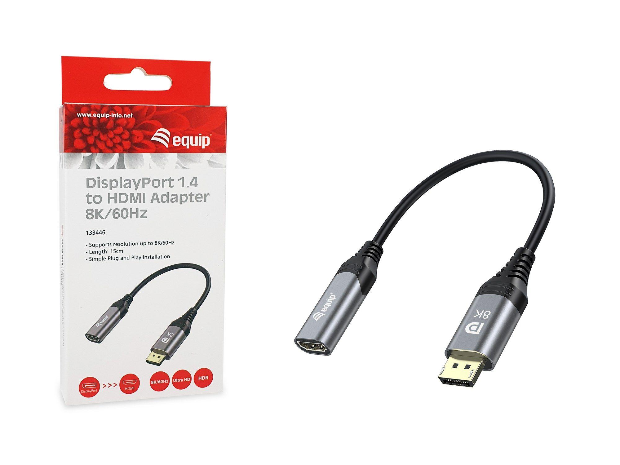 Adaptador DisplayPort para HDMI EQUIP 133446 (0,15 m - Preto/Cinzento), miniatura 7