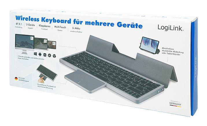 Teclado LOGILINK ID0214 (Alemão - Direito - Bluetooth - Cinzento) — miniatura 5