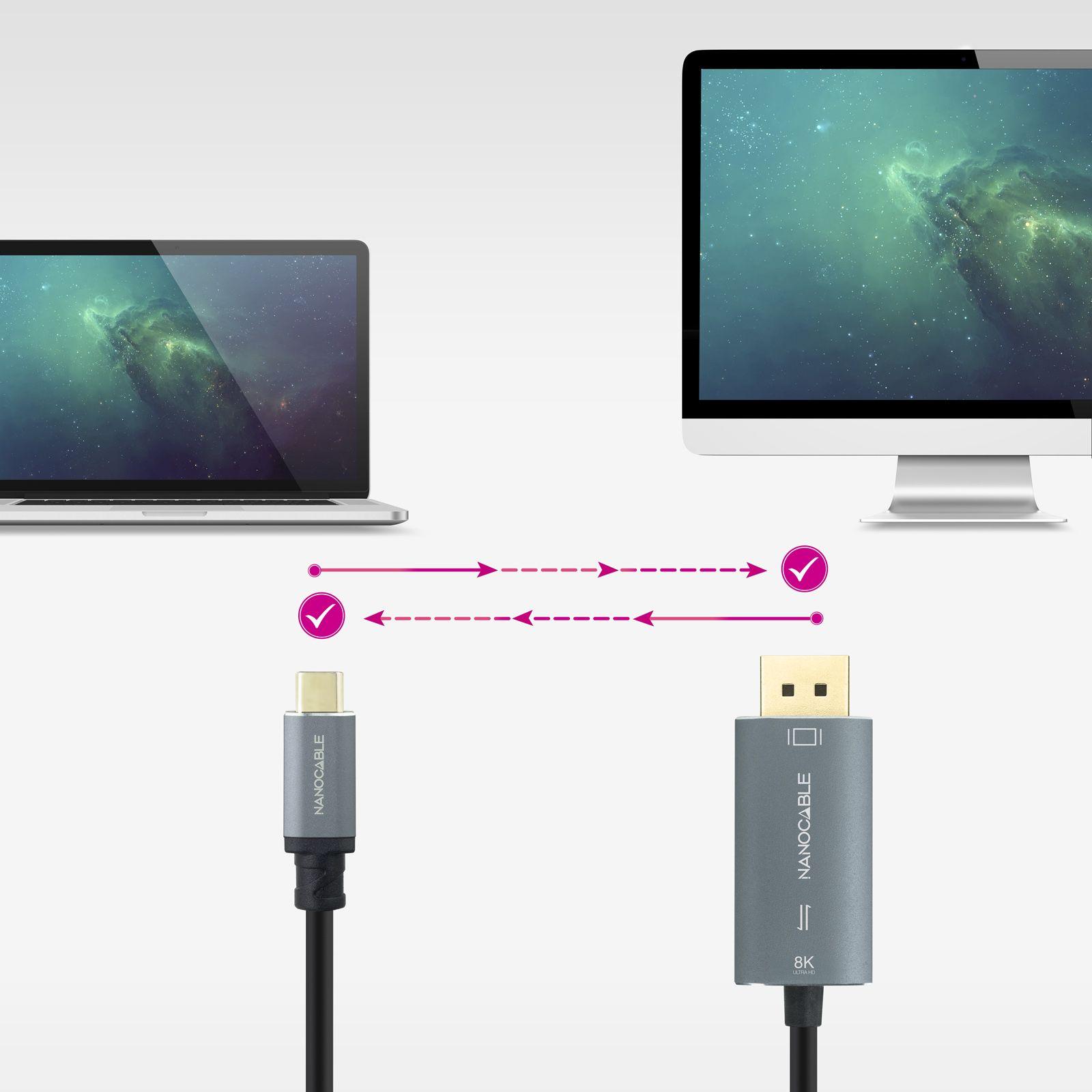 Cabo USB-C para DisplayPort NANOCABLE 10.15.5022 (2 m - USB Type-C - Preto) — miniatura 3