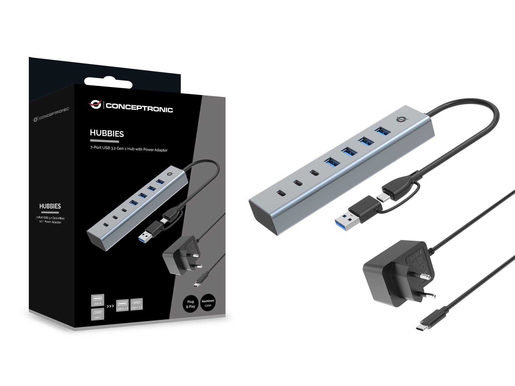Hub USB-C CONCEPTRONIC HUBBIES20GP (0,25 m - USB 3.2 Gen 1 Type-C - Cinzento), miniatura 4