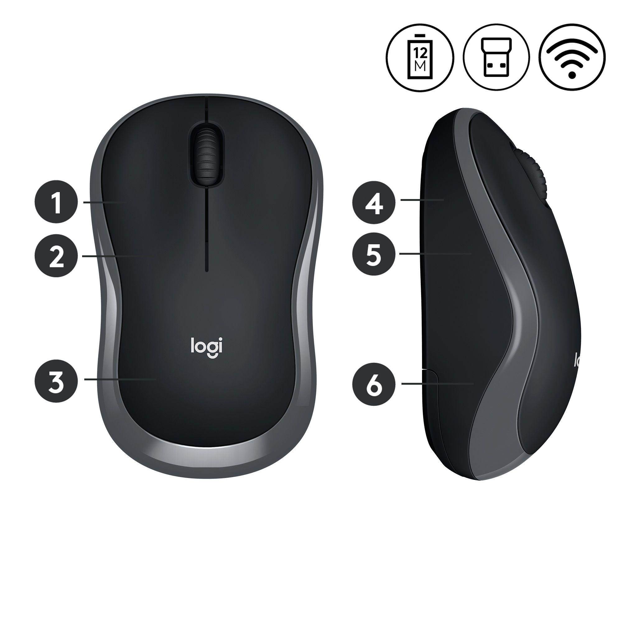 Rato LOGITECH M185 (Ambidestro - 1000 DPI - Ótico - Cinzento) — miniatura 4