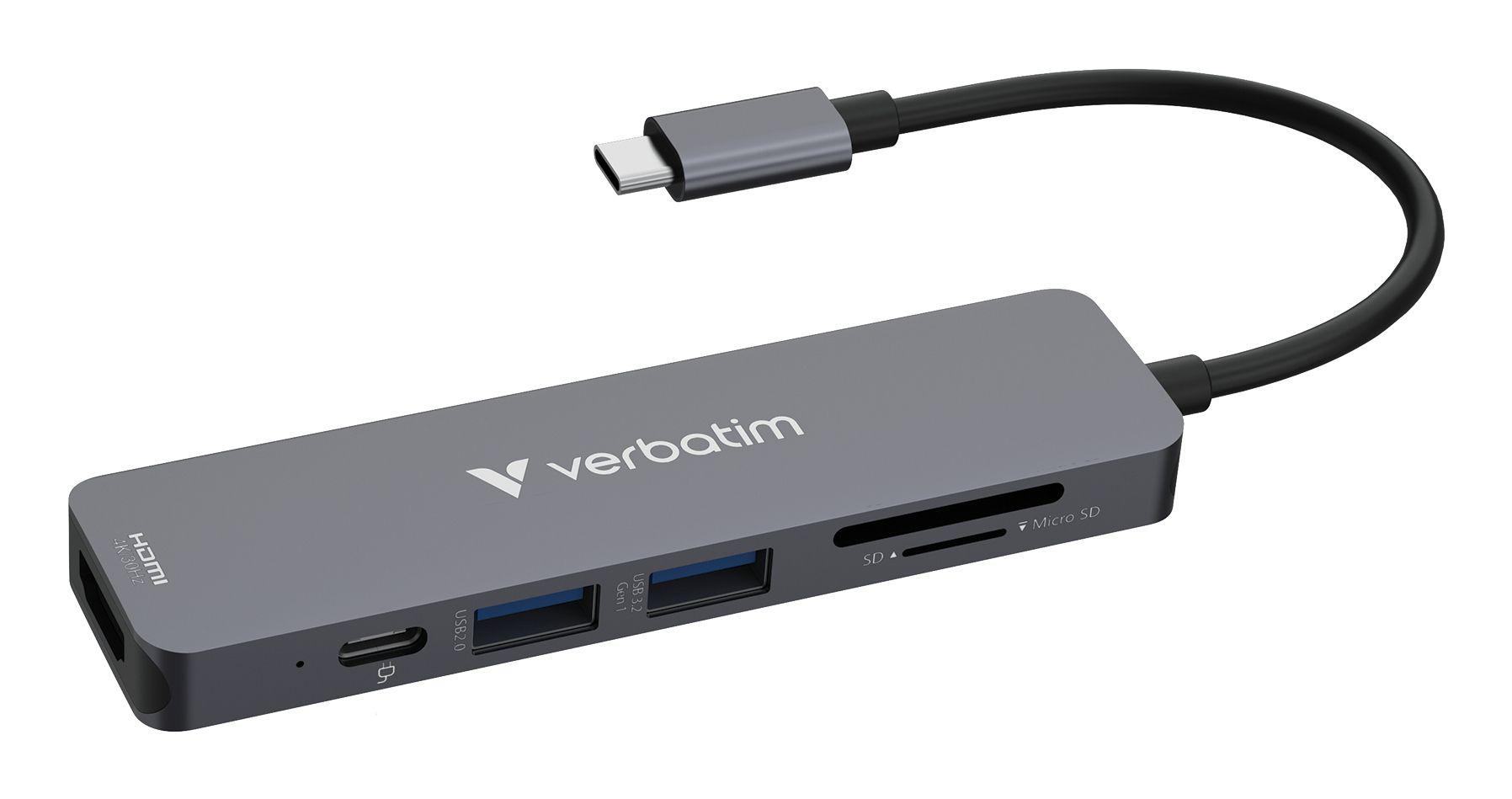 Hub USB-C VERBATIM 32156 (0,15 m - Cinzento)