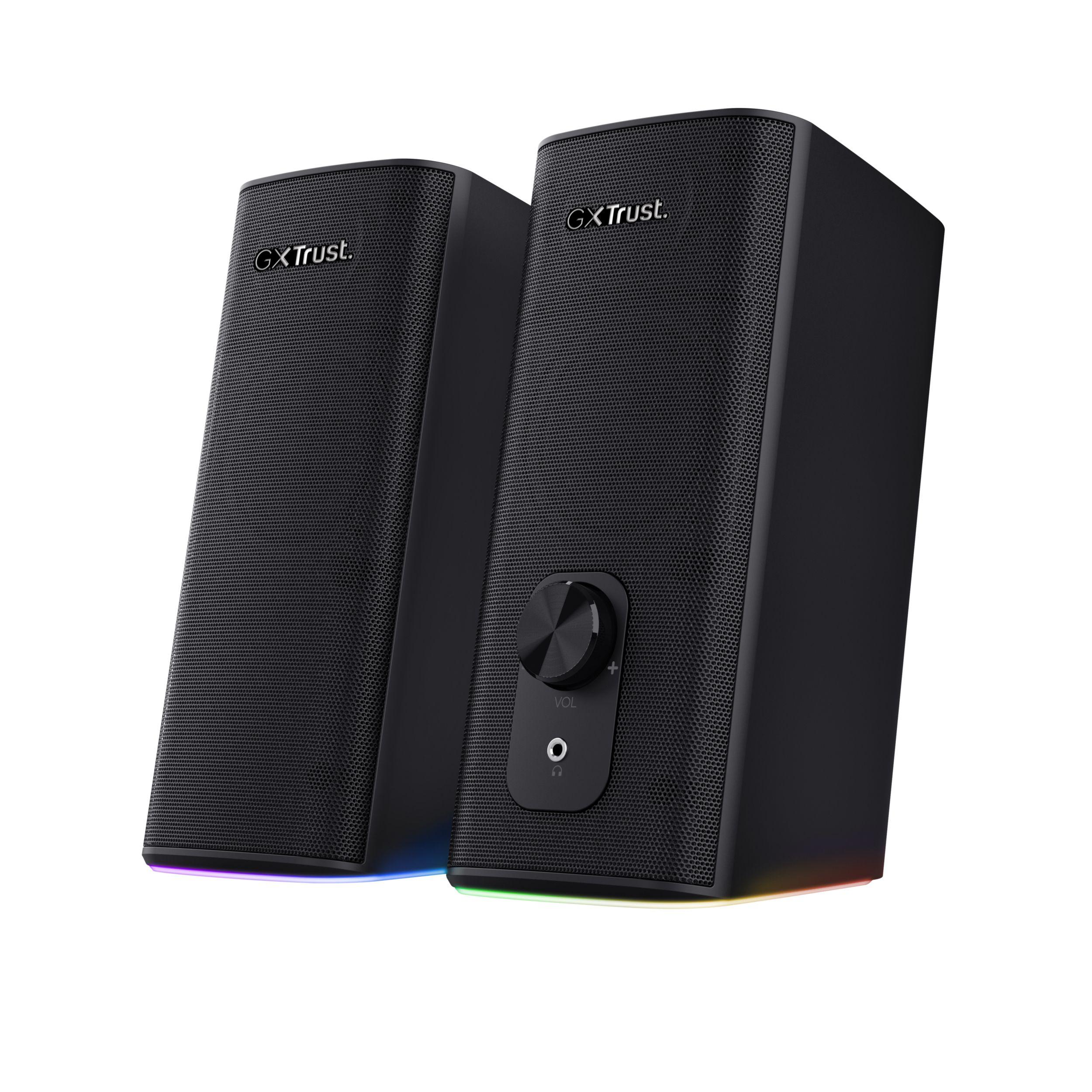 Colunas Gaming TRUST GXT 612 Cetic (Com fios e sem fios - 18 W - 2.0 canais - Preto)
