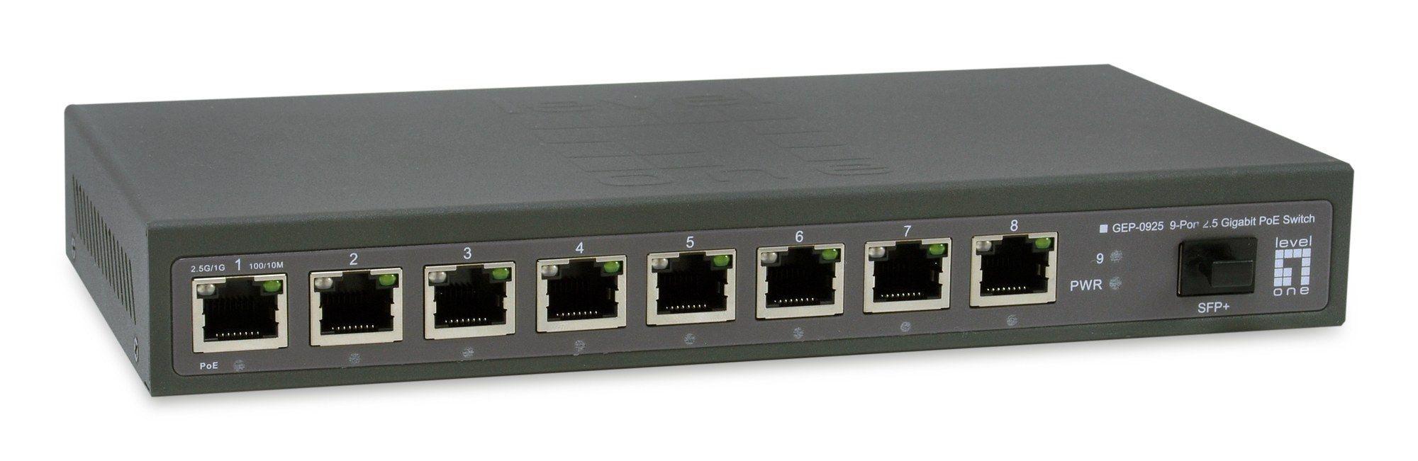 Switch LEVELONE GEP-0925 (2.5G Ethernet - 8 MB - 60 Gbit/s - Preto)