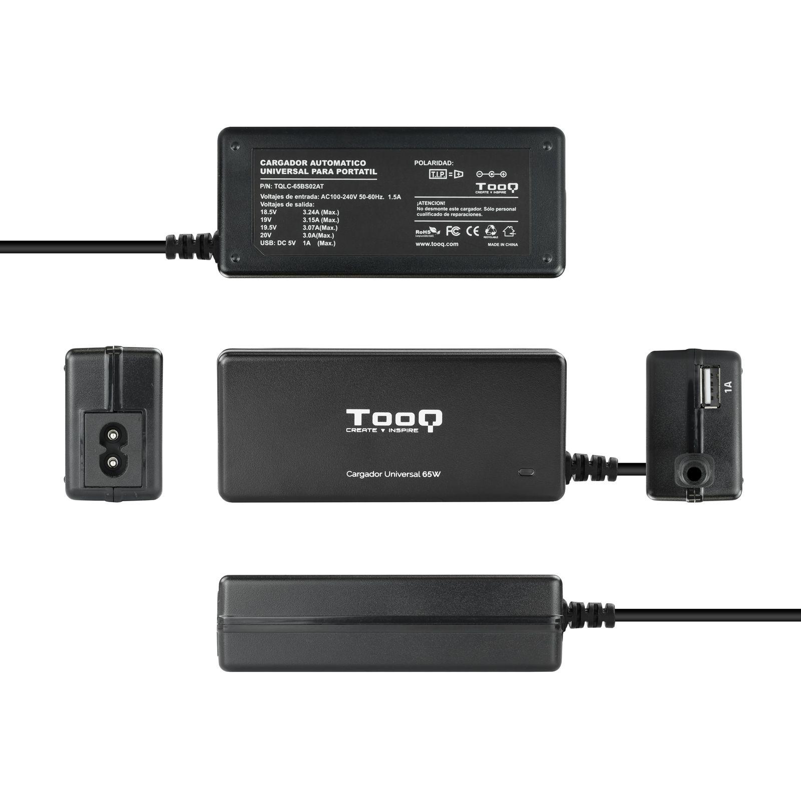 Carregador Universal para Portátil TOOQ TQLC-65BS02AT (65 W - 1.5 A - 1 A - Preto) — miniatura 4