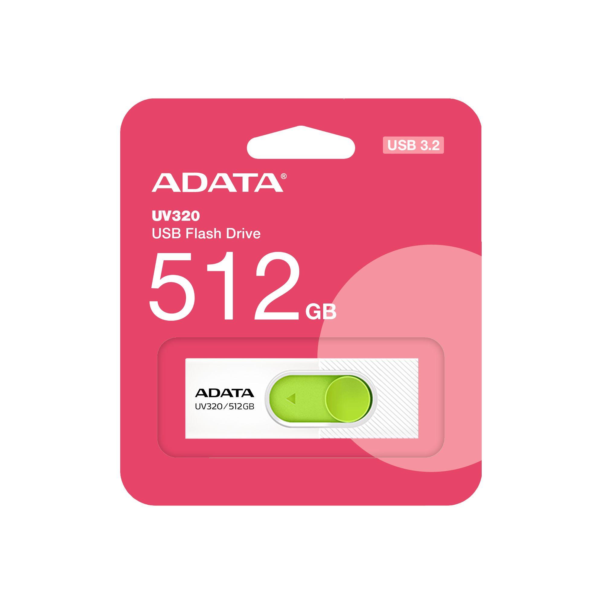 Pen USB ADATA UV320 (Deslizante - USB Type-A - USB-A - Branco/Verde) — miniatura 3