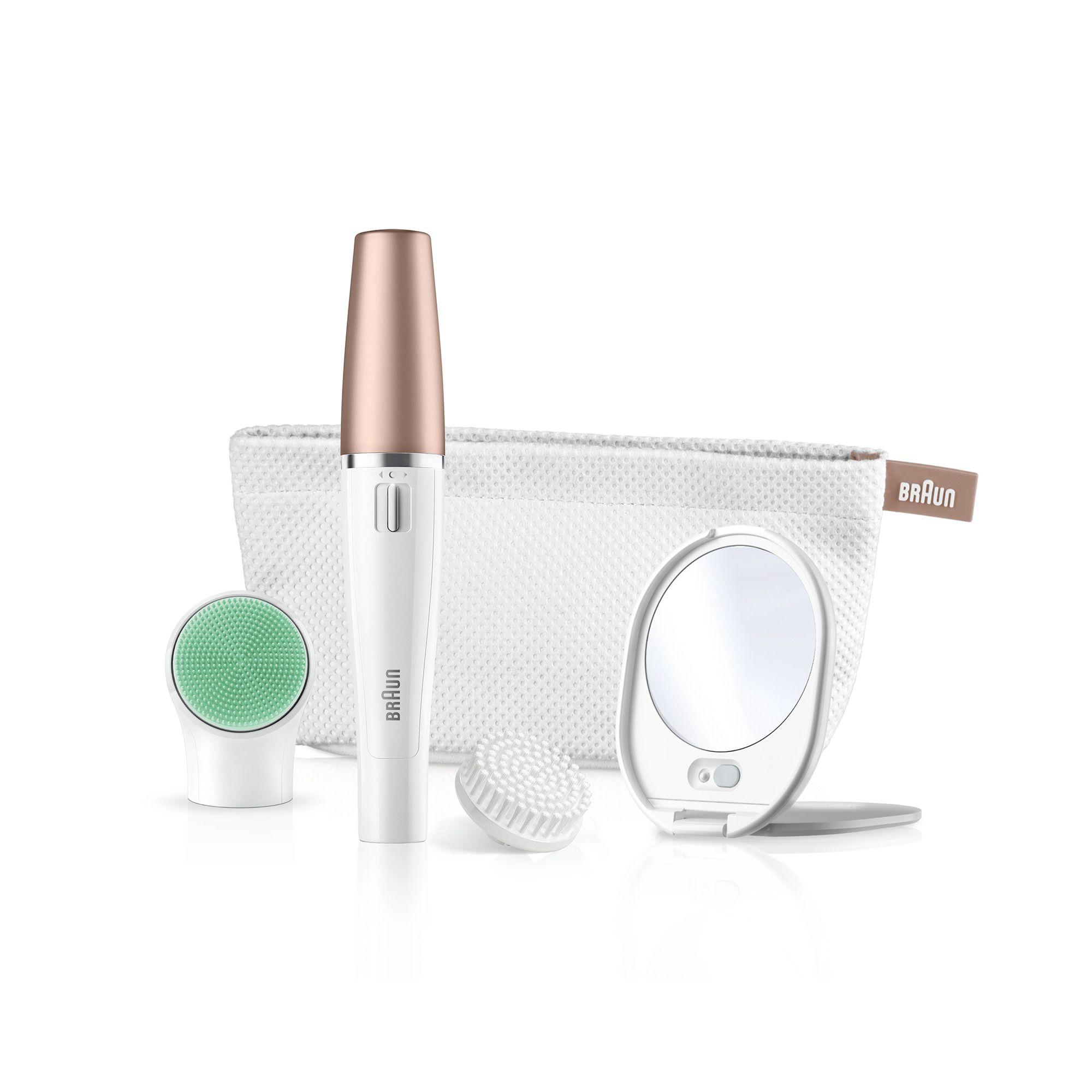 Depiladora Facial e Escova de Limpeza BRAUN FaceSpa SE 851V (Dourado e Branco)