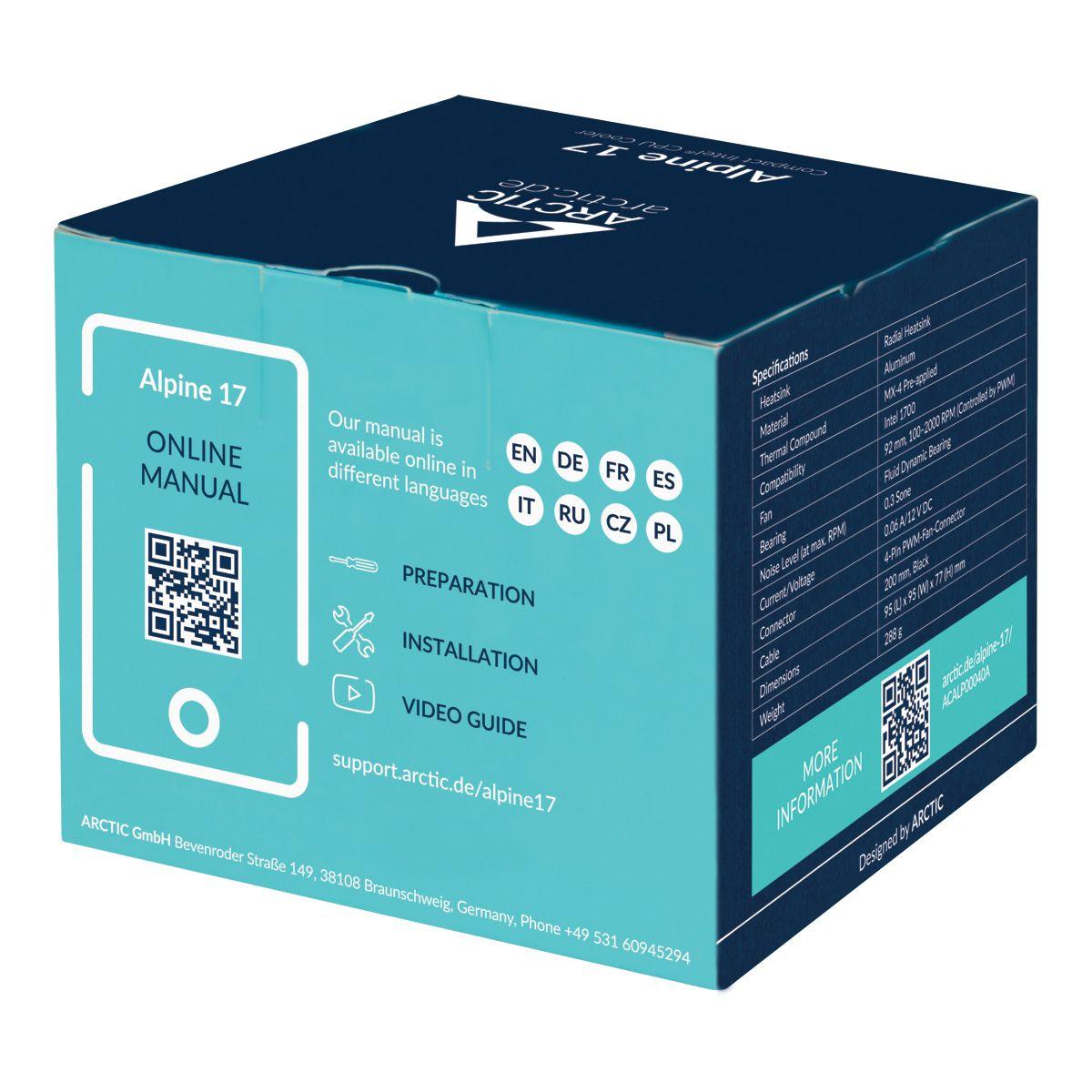 Cooler de Processador ARCTIC Alpine 17 (LGA 1700, LGA 1851 - Alumínio - LGA 1700 - Preto e Prateado) — miniatura 8