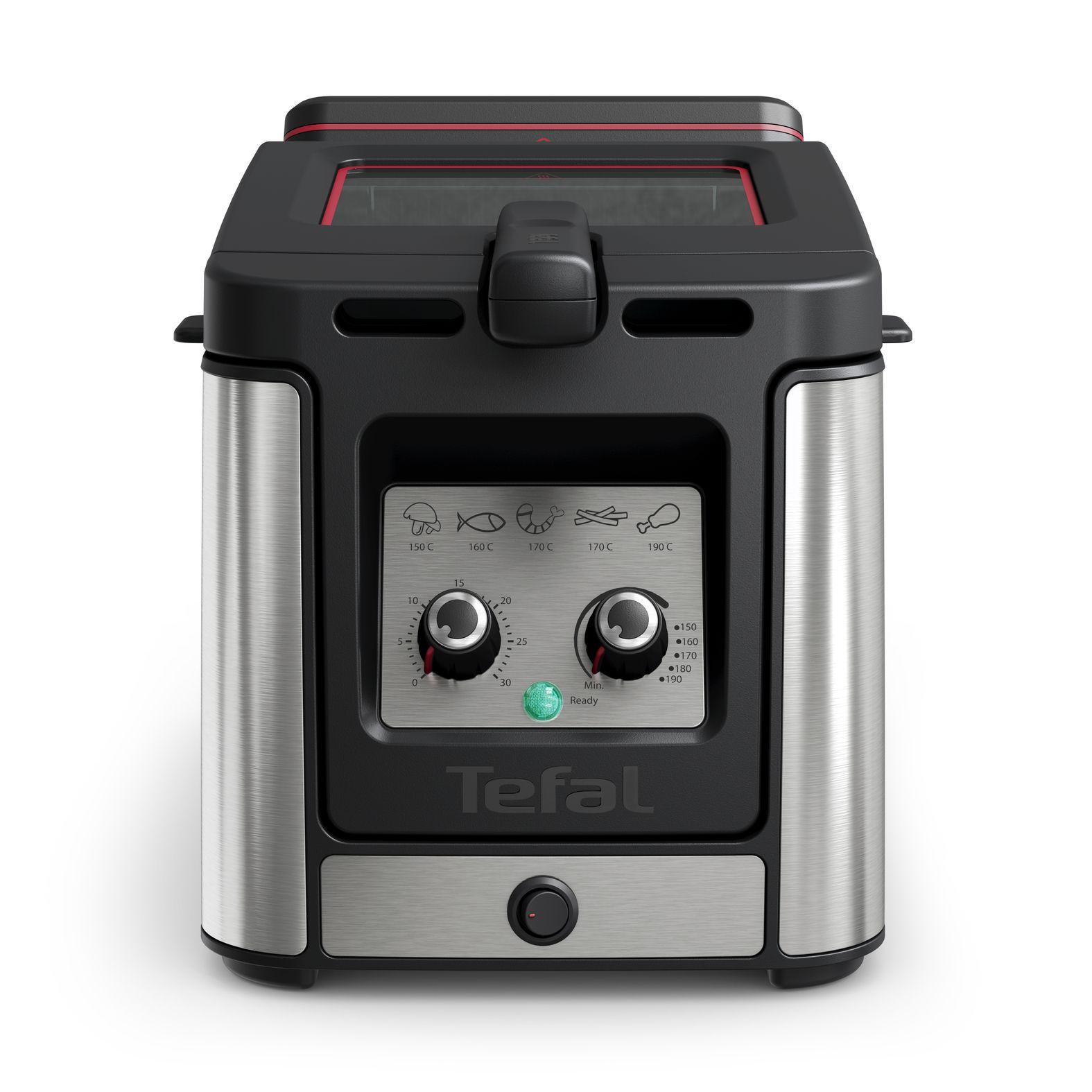 Fritadeira Independente TEFAL Clear Duo FR600D (2000 W - Botões, rotativo - Altura 26,8 cm - Preto e Inox)