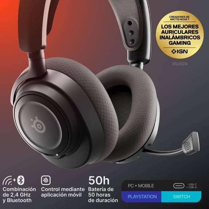 Headset Gaming STEELSERIES Arctis Nova 7 Gen 2 (Binaural - Sem fios - Circum-aural - Preto) — miniatura 4