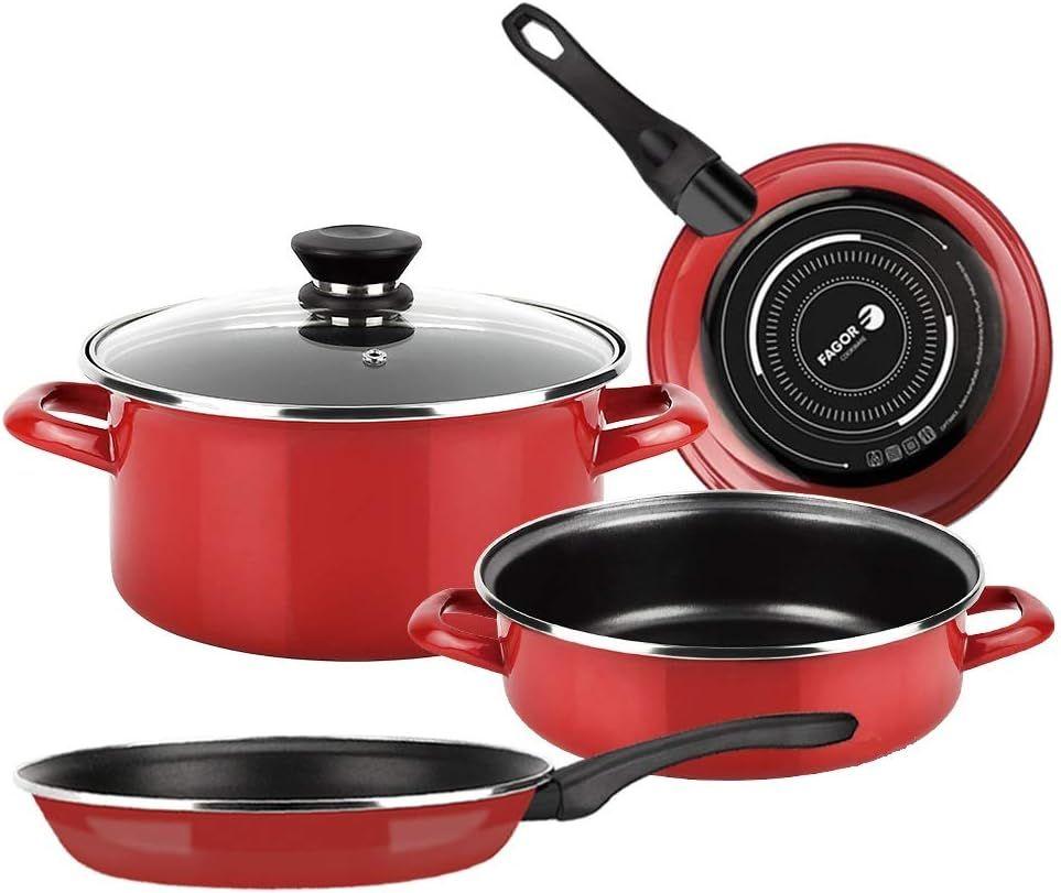 Bateria de Cozinha FAGOR Máxima (Alumínio forjado - Vermelha)