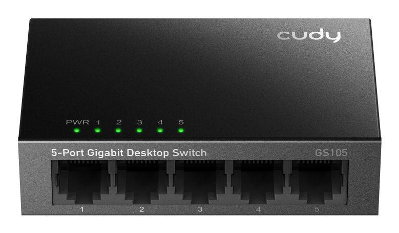 Switch de Rede CUDY GS105 (RJ-45 Gigabit Ethernet - Gigabit Ethernet - 1 MB - Preto)