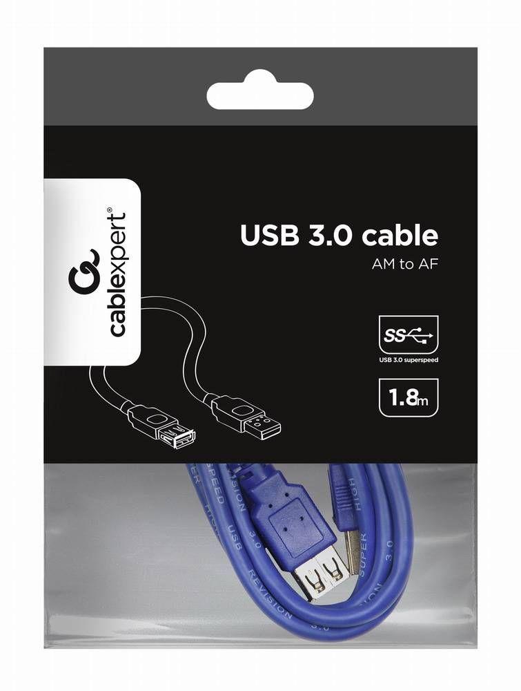 Cabo de Extensão USB GEMBIRD CCP-USB3-AMAF-6 (1,8 m - USB A - Azul) — miniatura 5