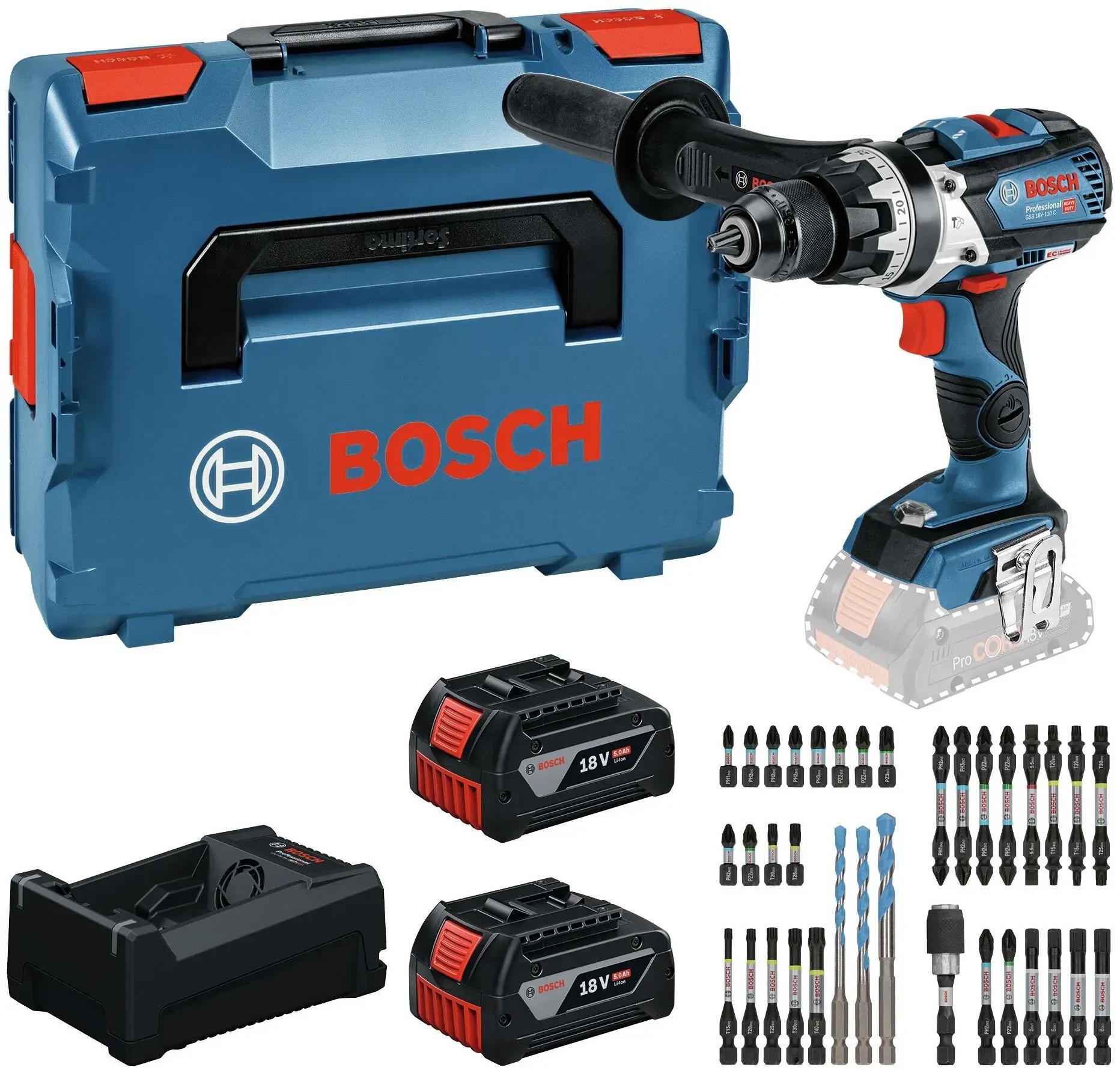 Berbequim Aparafusador de Percussão a Bateria BOSCH POWERTOOLS GSB 18V-110 C (18 V - Bateria - Iões de lítio)