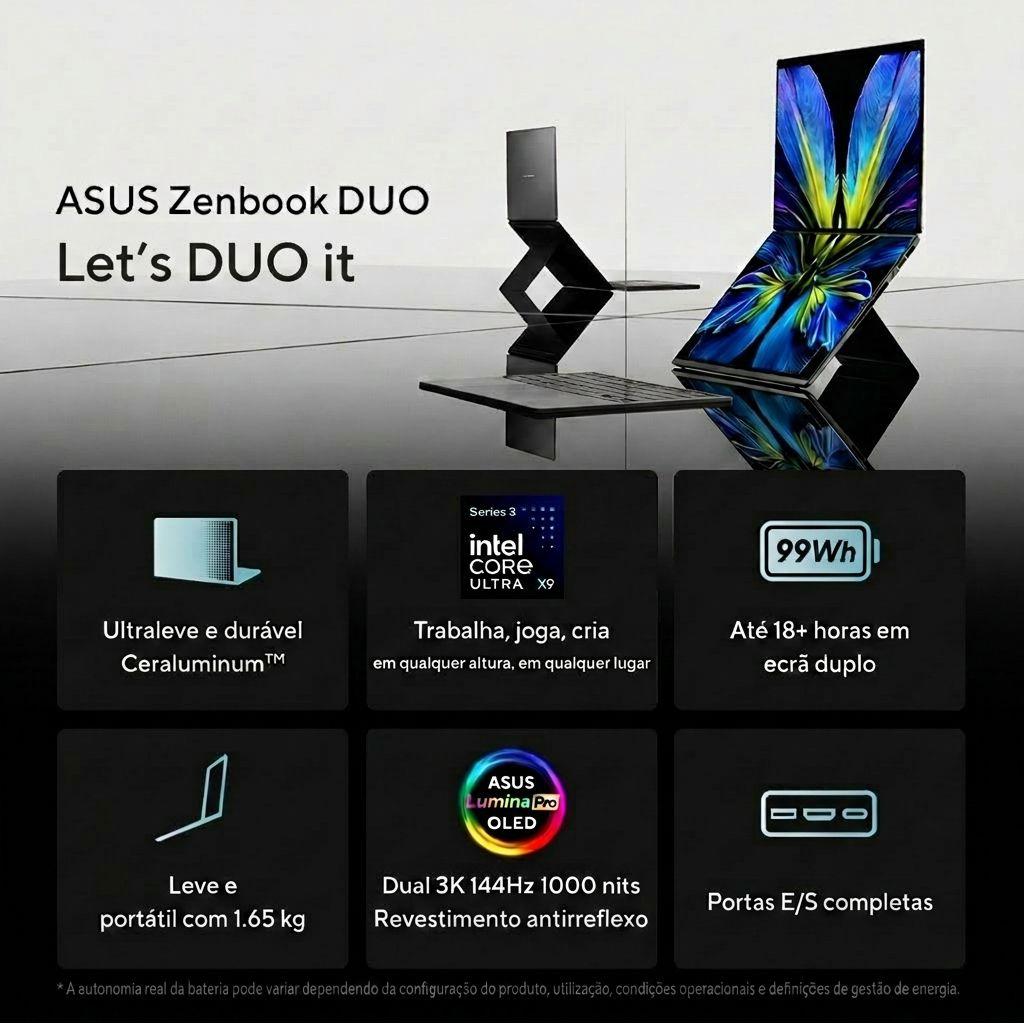 Portátil 2 em 1 ASUS Zenbook Duo UX8407AA (Windows 11 Pro, 64 bits - Intel Core Ultra 9 - 386H - Cinzento), miniatura 16