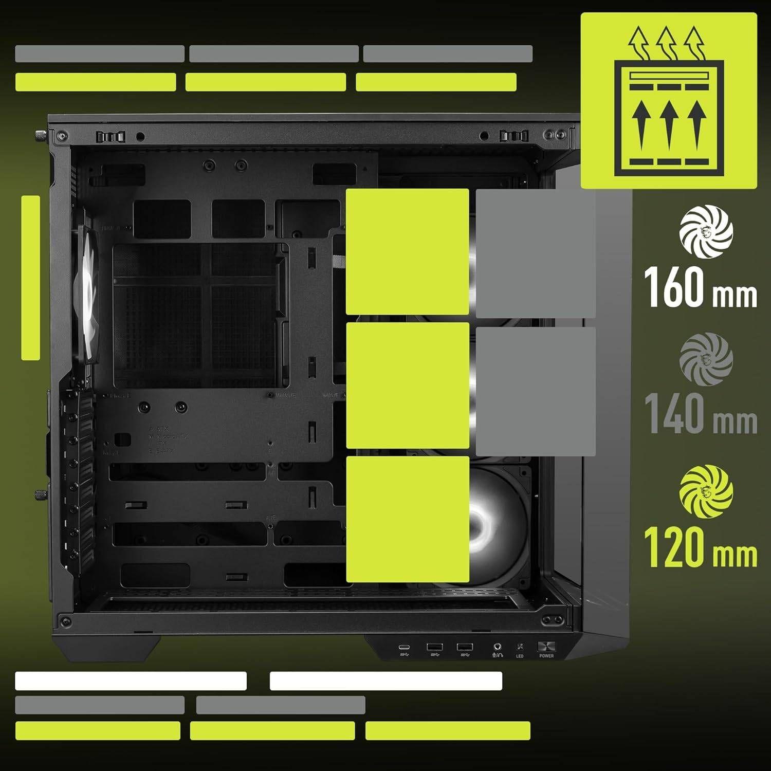 Caixa PC Gaming MSI MAG PANO 100R PZ (ATX, micro ATX, Mini-ATX - Midi Tower - ATX, Micro-ATX, Mini-ITX - Preto) — miniatura 5