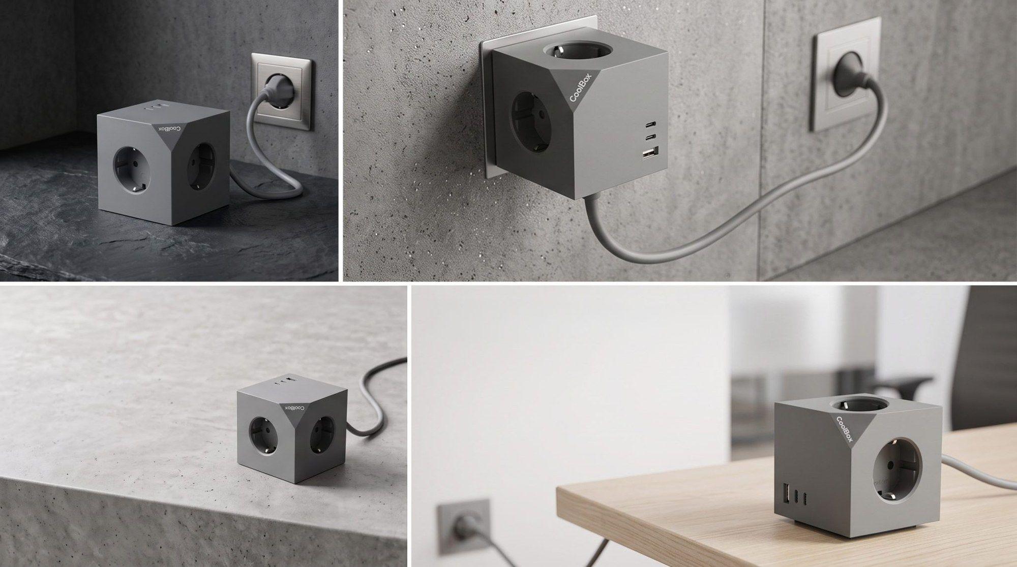 Base de Tomadas COOLBOX CUBIK MAGNET (2 USB-C e 1 USB-A - Integrado - Cinzento) — miniatura 5