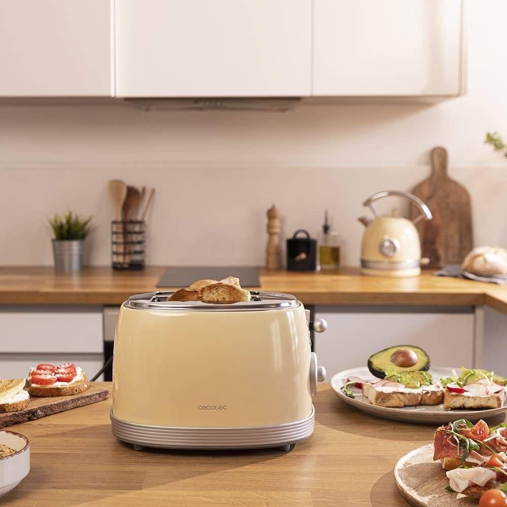 Torradeira CECOTEC Toast&Taste 800 Vintage (850 W - 2 fatias - Cromado, Aço inoxidável - Amarelo), miniatura 3