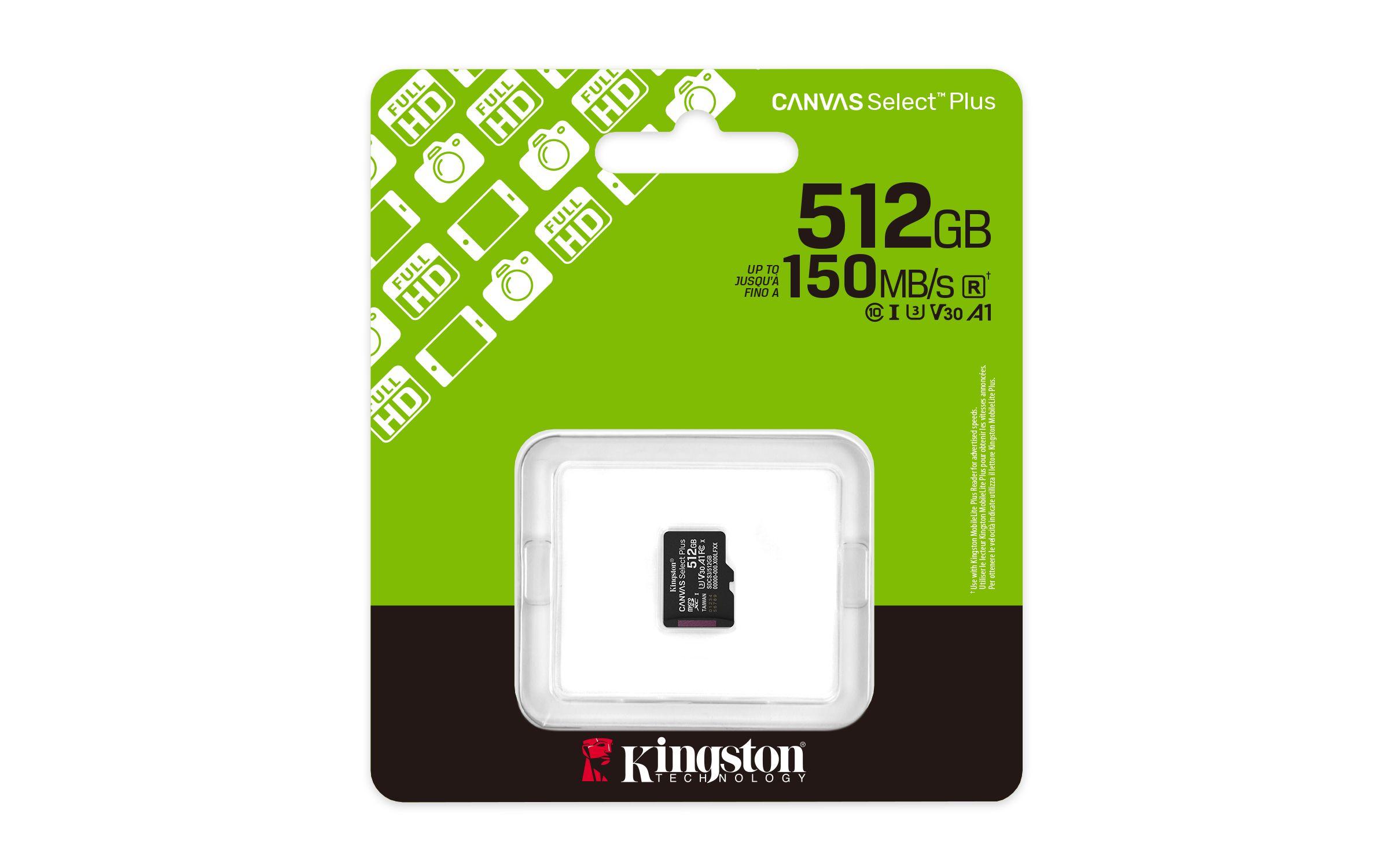 Cartão de Memória KINGSTON Canvas Select Plus Gen3 SDCS3/512GBSP (512GB - Classe 10 - 150 MB/s - Preto), miniatura 3