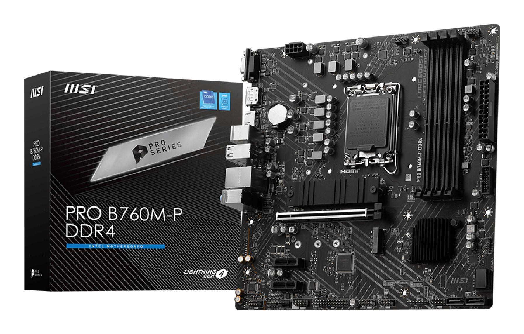 Motherboard MSI PRO B760M-P DDR4 (LGA 1700 - micro ATX - DDR4-SDRAM - Preto)