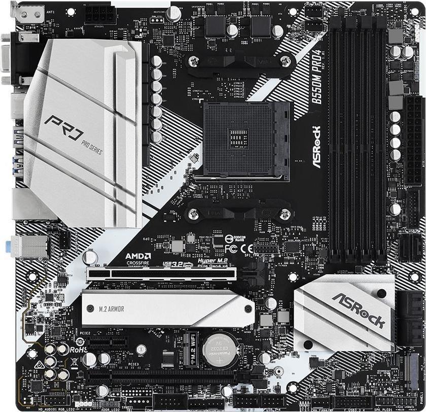 Motherboard ASROCK B550M Pro4 (AM4 - AMD Ryzen 3000 Series - Micro ATX)