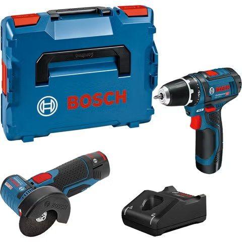 Conjunto de Ferramentas BOSCH GSR 12V-15 e GWS 12V-76 (Azul)