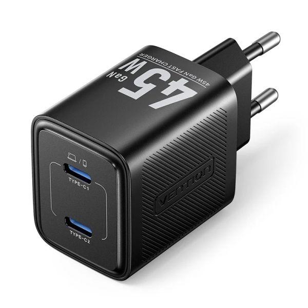 Carregador de Parede VENTION TZ-FCFB0-EU (45 W - GaN - Preto), miniatura 2