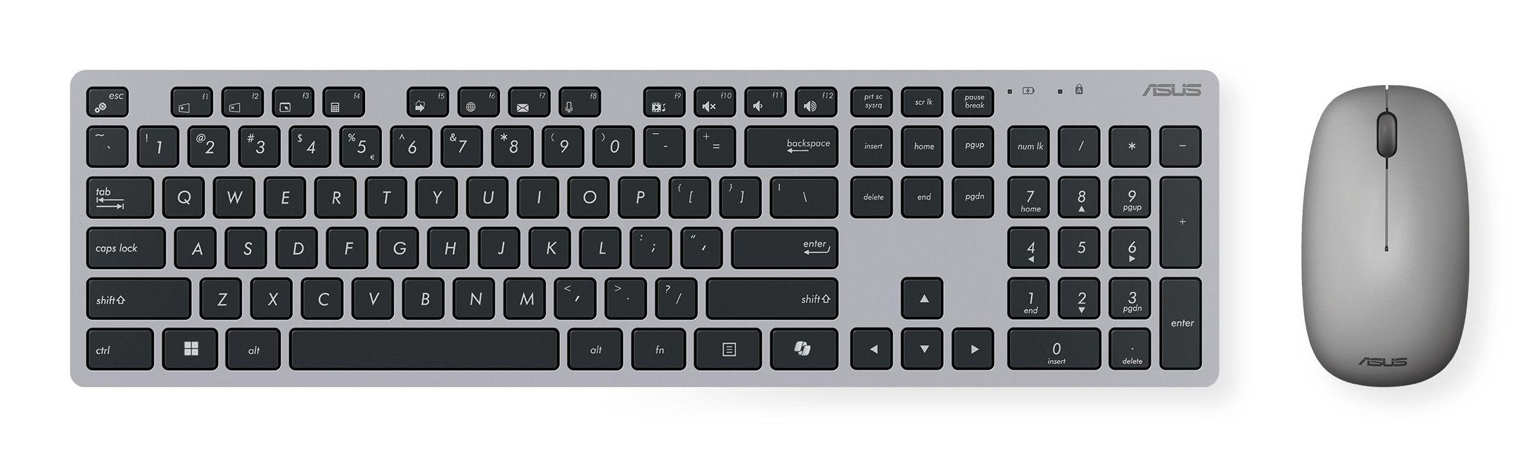 Conjunto Teclado e Rato ASUS W5000 (Espanhol - Tamanho completo - RF Wireless - Preto e Cinzento)