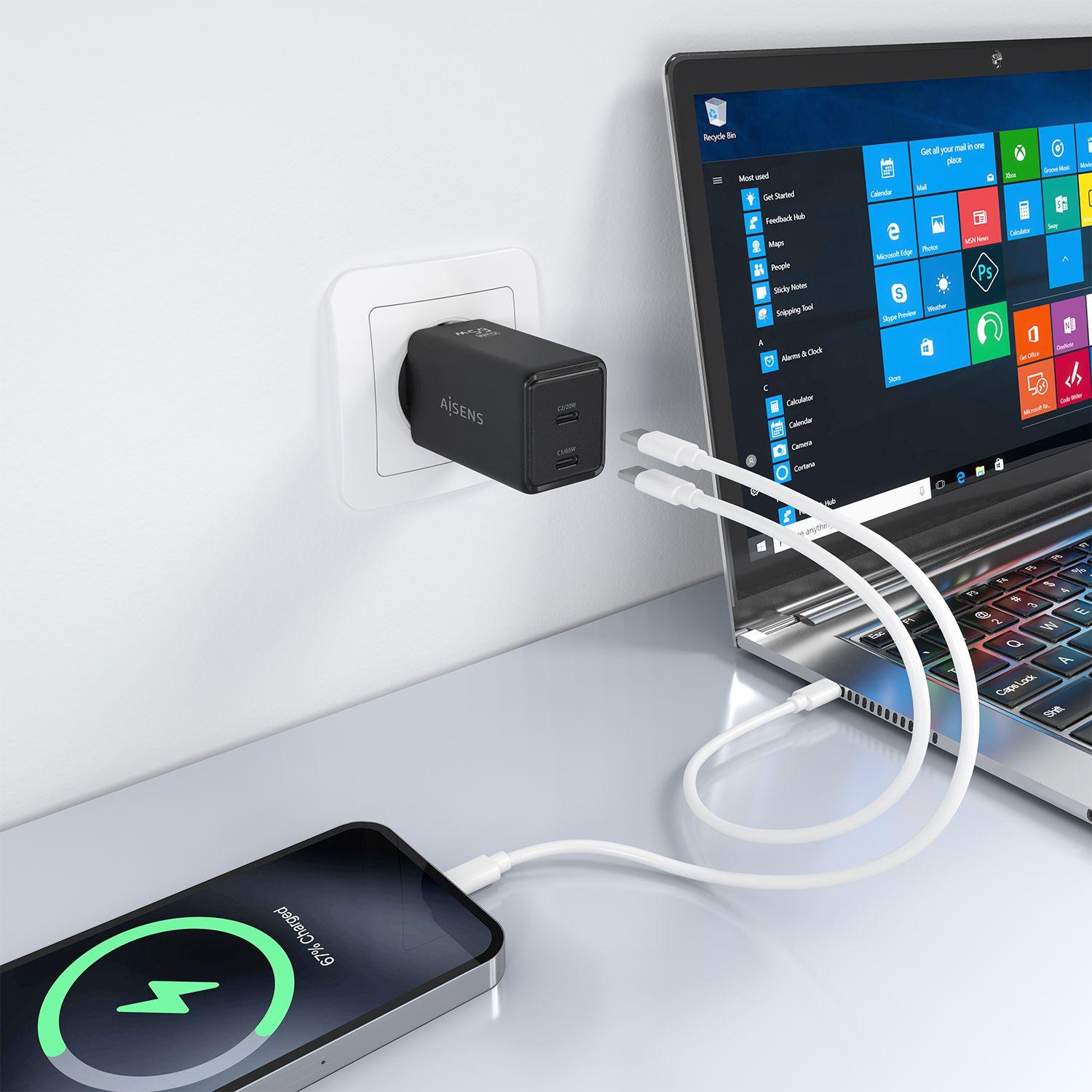 Carregador de Parede AISENS ASCH-65W2P079-BK (65 W - Preto), miniatura 5