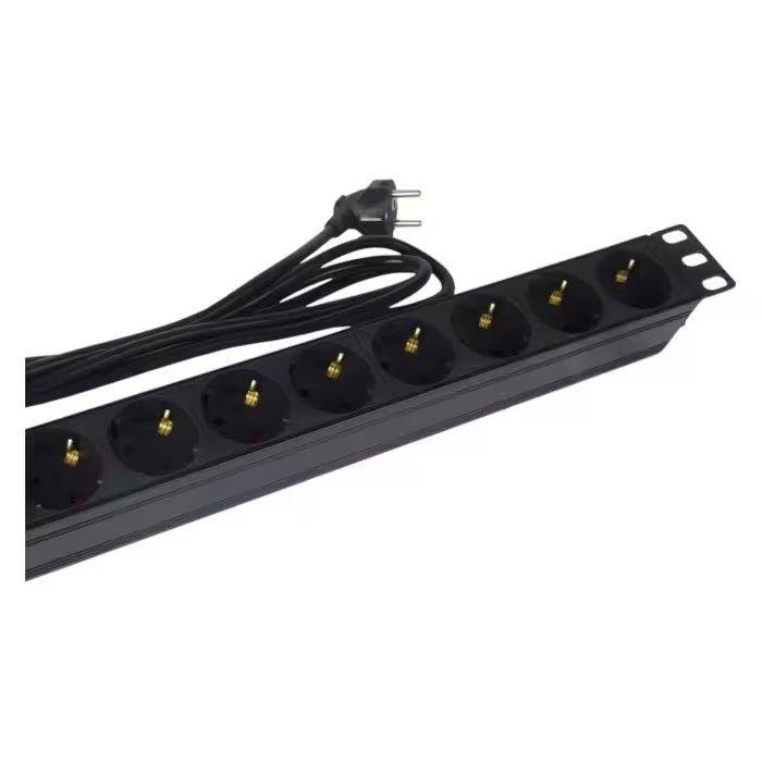 Régua de Tomadas para Bastidor PHASAK BNS 1518 (19" - 1U - 8 Tomadas Schuko - Preto) — miniatura 2