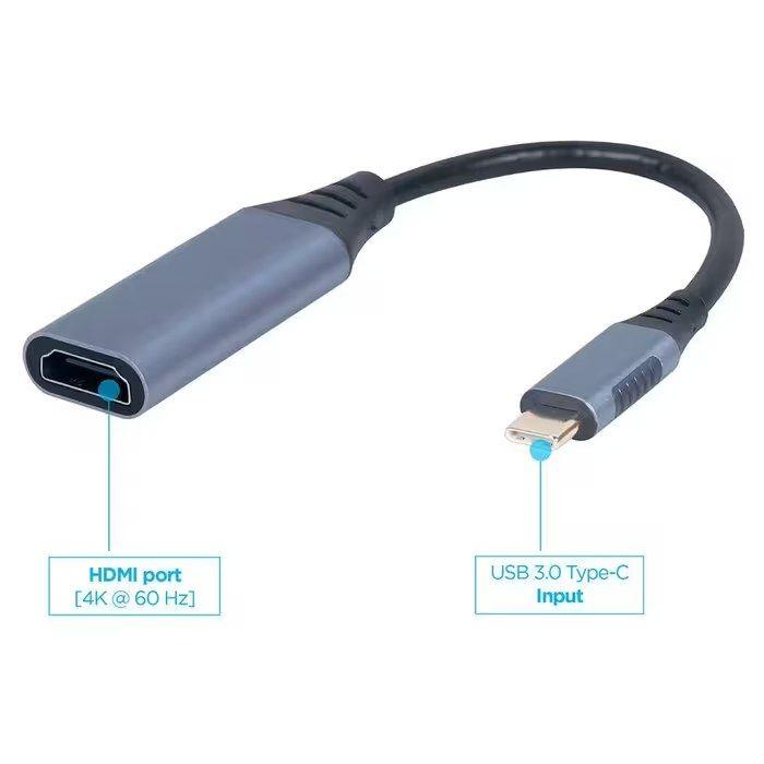Adaptador USB-C para HDMI GEMBIRD A-USB3C-HDMI-01 (0,15 m - HDMI Type A - USB Type-C - Cinza), miniatura 3