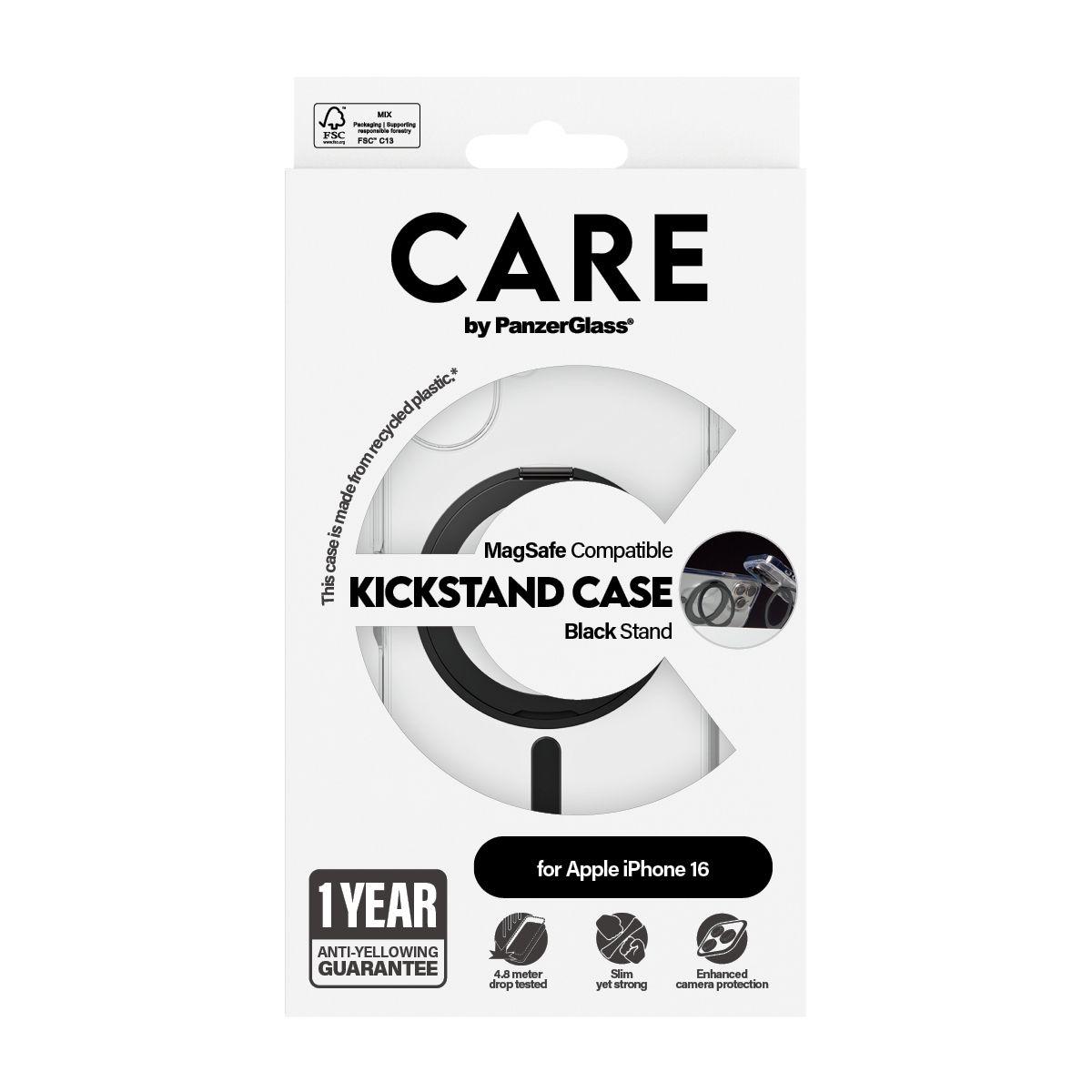Capa PANZERGLASS CARE Case Feature Black Kickstand MagSAFE iPhone 16 (Apple iPhone 16 - Apple - Preto) — miniatura 3