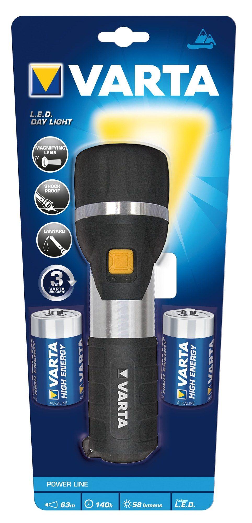 Lanterna de Mão VARTA Day Light F30 (58 lm - 63 m - Preto/Prateado)