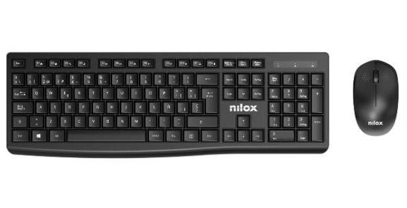Conjunto de Teclado e Rato NILOX NXKMWE012 (Espanhol - Interruptor de membrana - Em frente/linha reta - Preto)