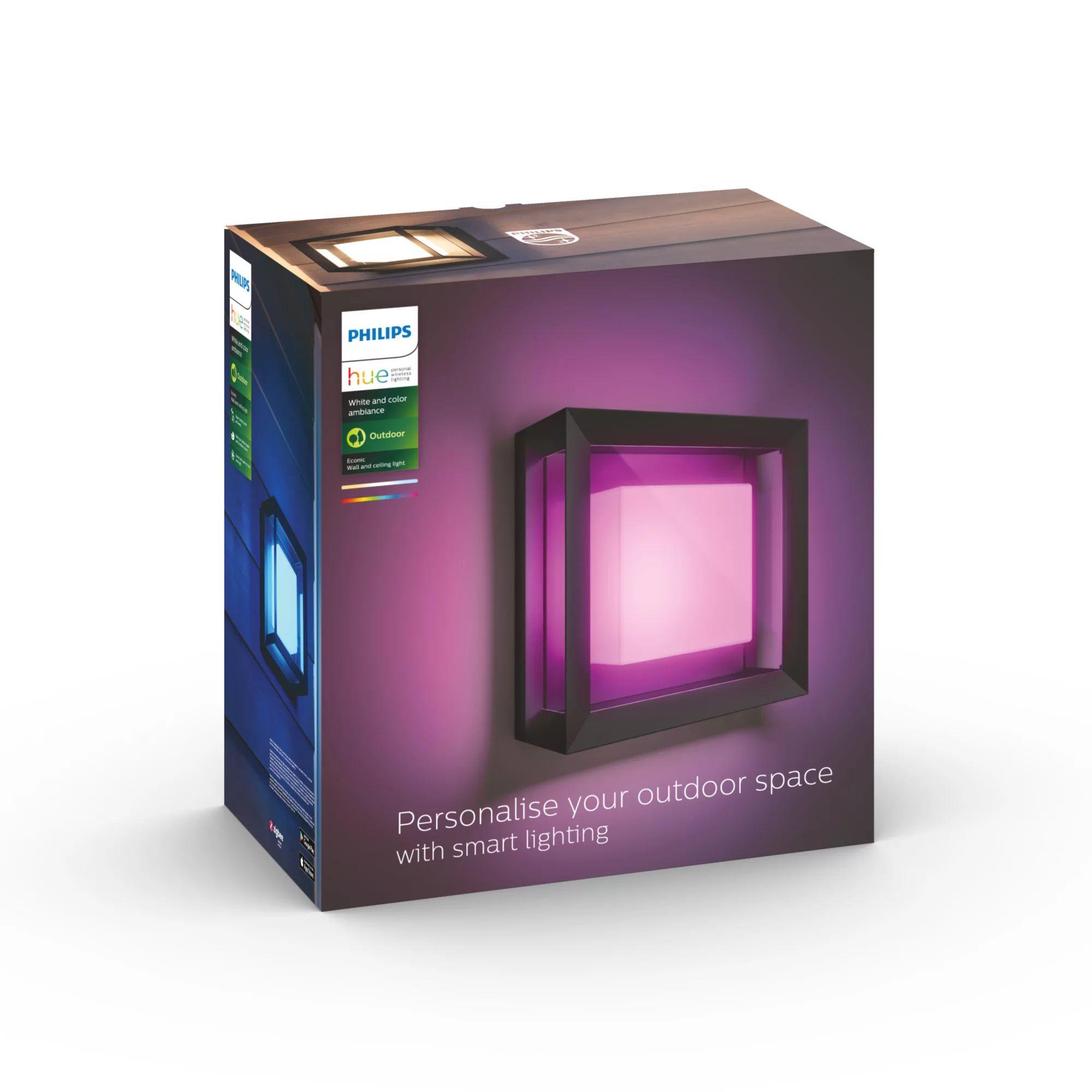 Aplique de Parede Exterior PHILIPS Hue Econic White & Color Ambiance (Bluetooth e Zigbee - Preto) — miniatura 4