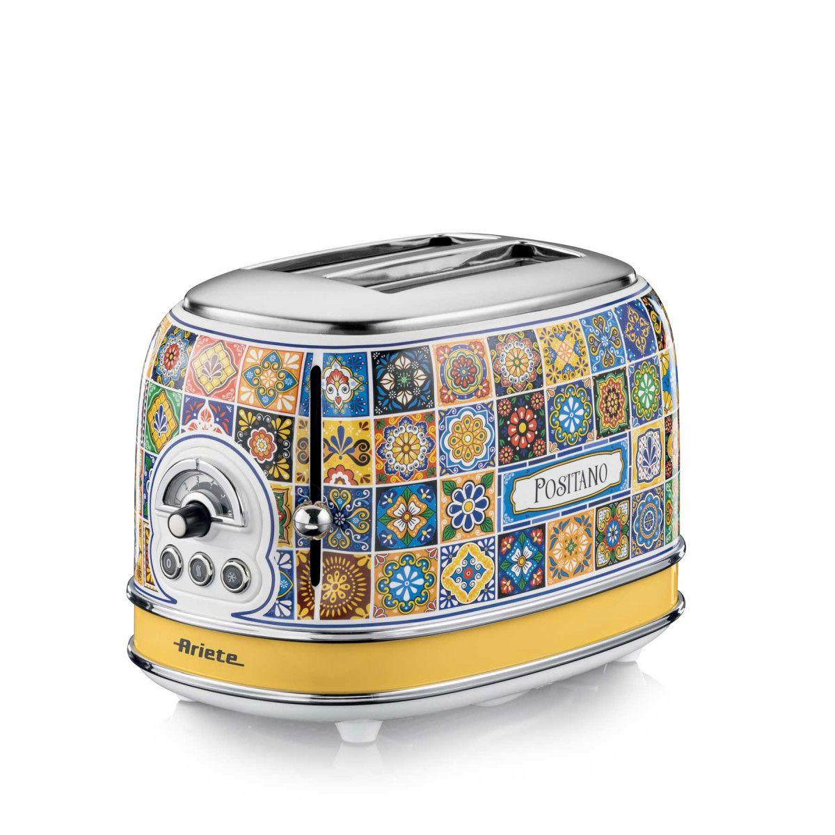 Torradeira ARIETE 0155/1P Positano (810 W - Metal - Altura 20 cm - Azul e Amarelo)