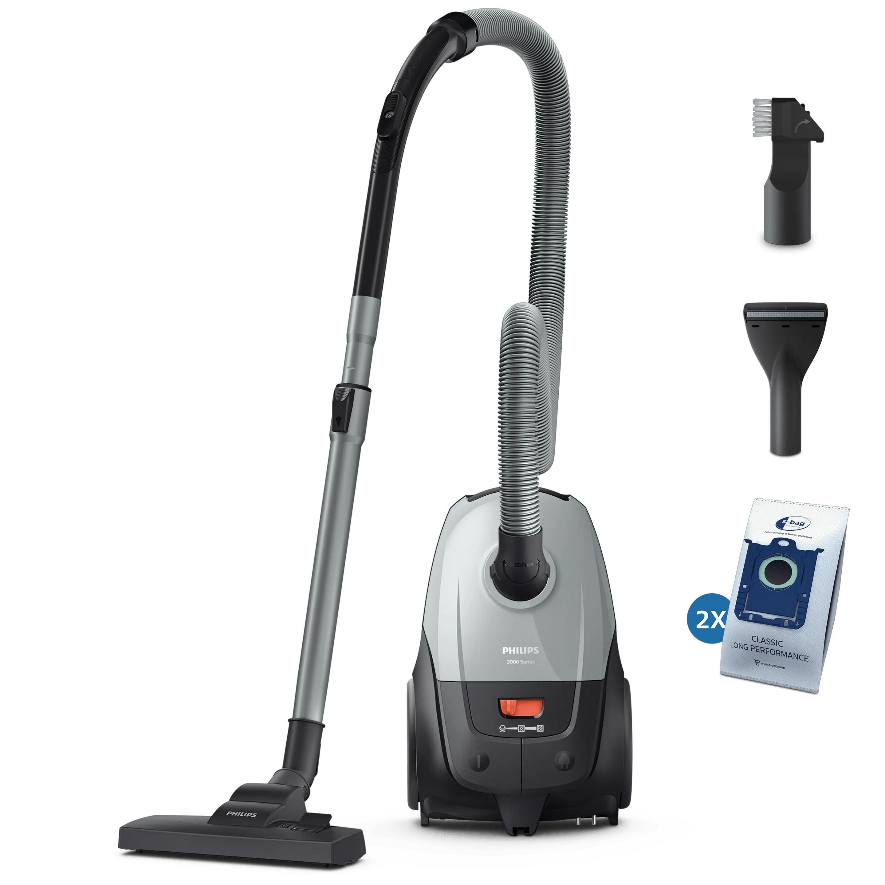 Aspirador com Saco PHILIPS XD2142/12 (Altura 24,1 cm - 3 l - Tapete, Piso duro, Estofos - Cinzento/Preto)
