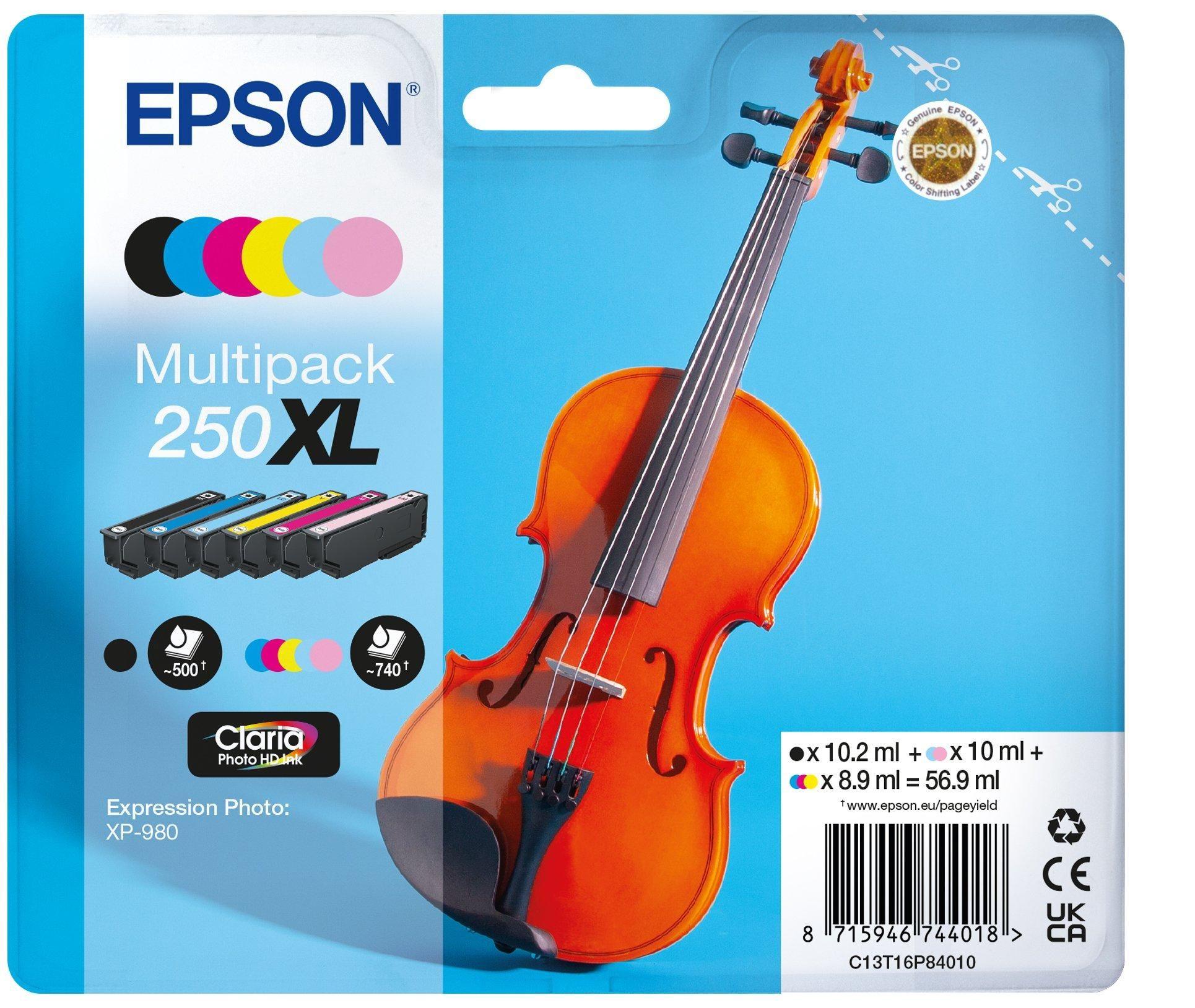 Tinteiro EPSON T16P8 250XL (Multipack 6 Cores - Preto, Ciano, Ciano Claro, Magenta, Magenta Claro e Amarelo)