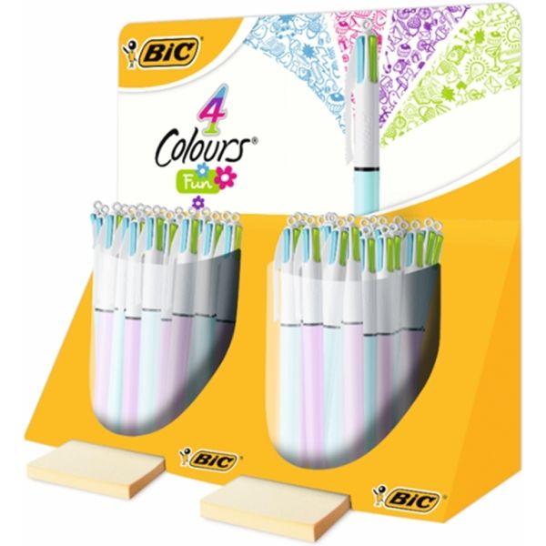 Expositor de Canetas Esferográficas BIC 4 Colours Fun (40 Unidades - Ponta 1,0 mm - Tintas Rosa, Roxo, Turquesa e Verde Lima)