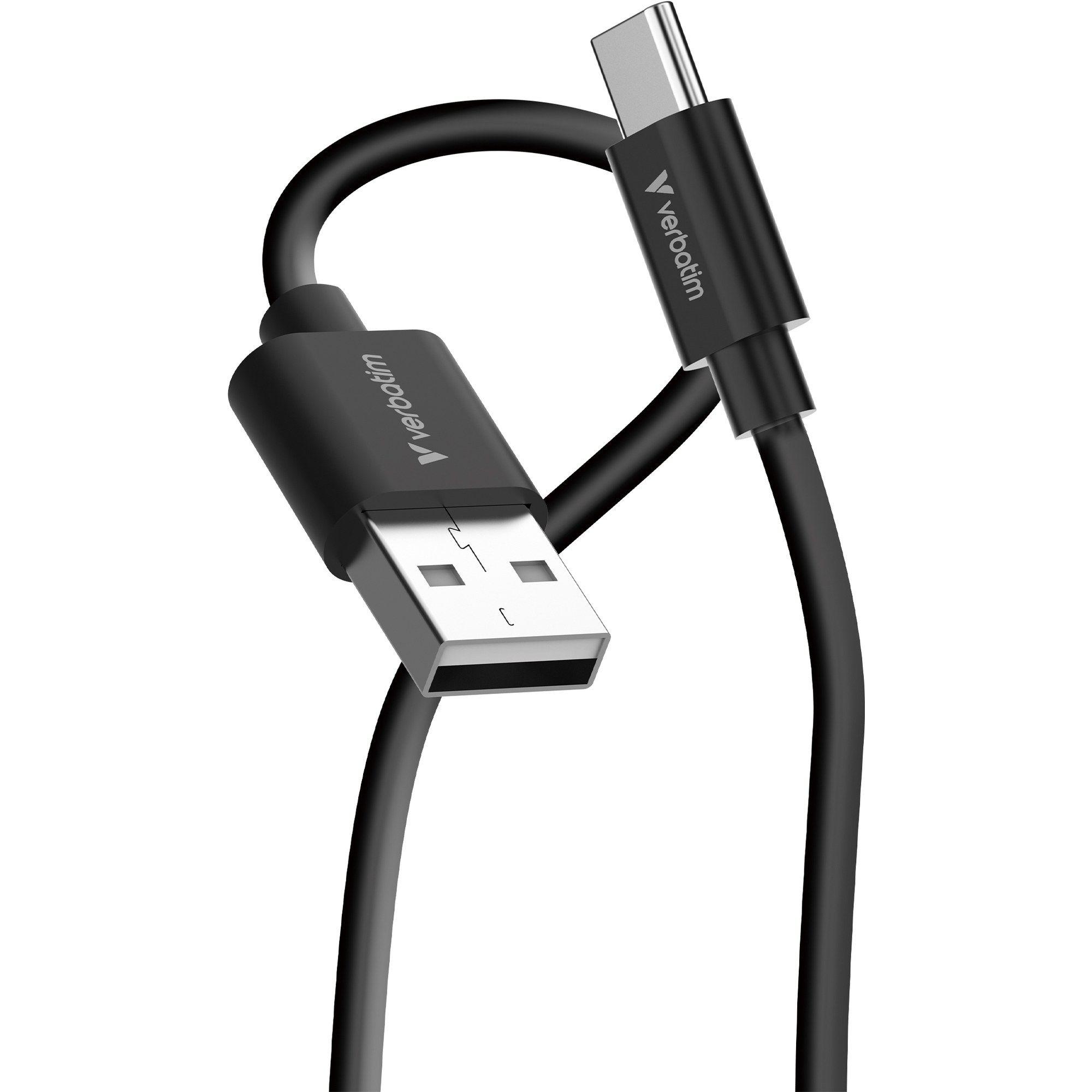 Cabo USB VERBATIM 32393 (1 m - USB-A macho, direito - USB-C macho, direito - Preto e Branco)