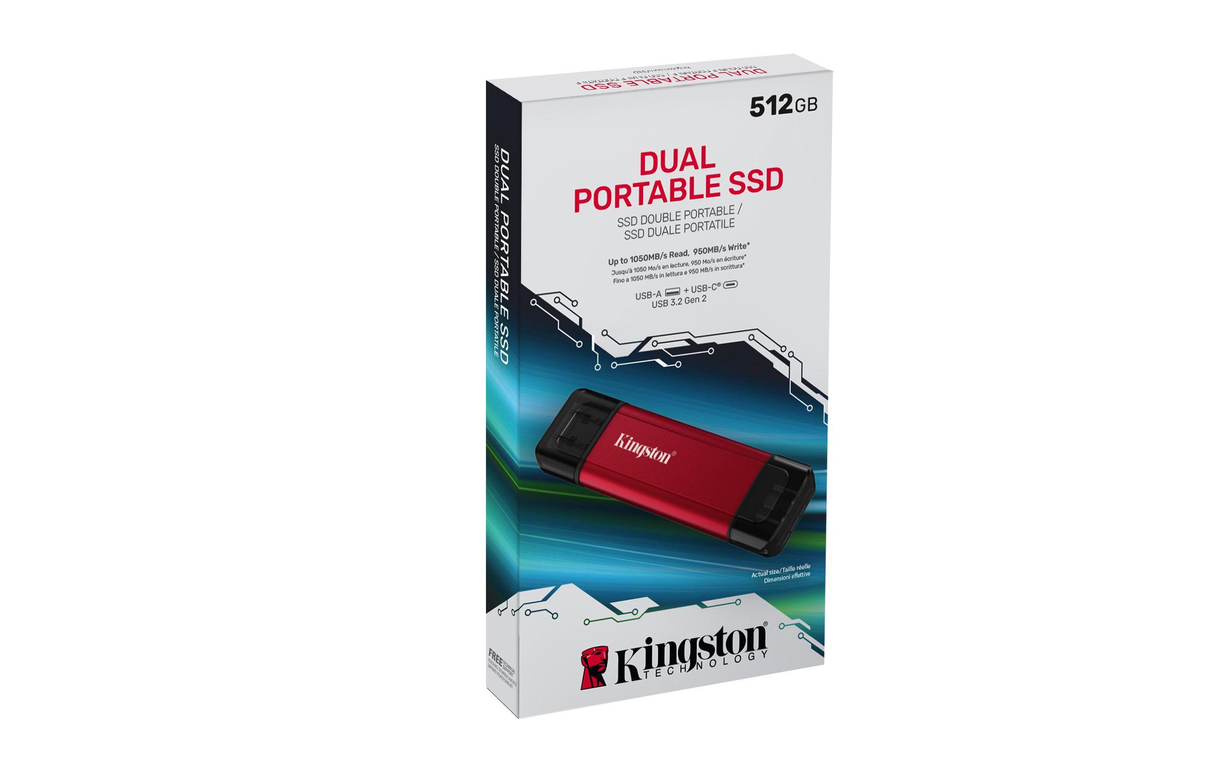 SSD Externo KINGSTON Dual Portable SPSD/512GB (512 GB - Portátil - USB 3.2 Gen2 - Preto e Vermelho) — miniatura 5