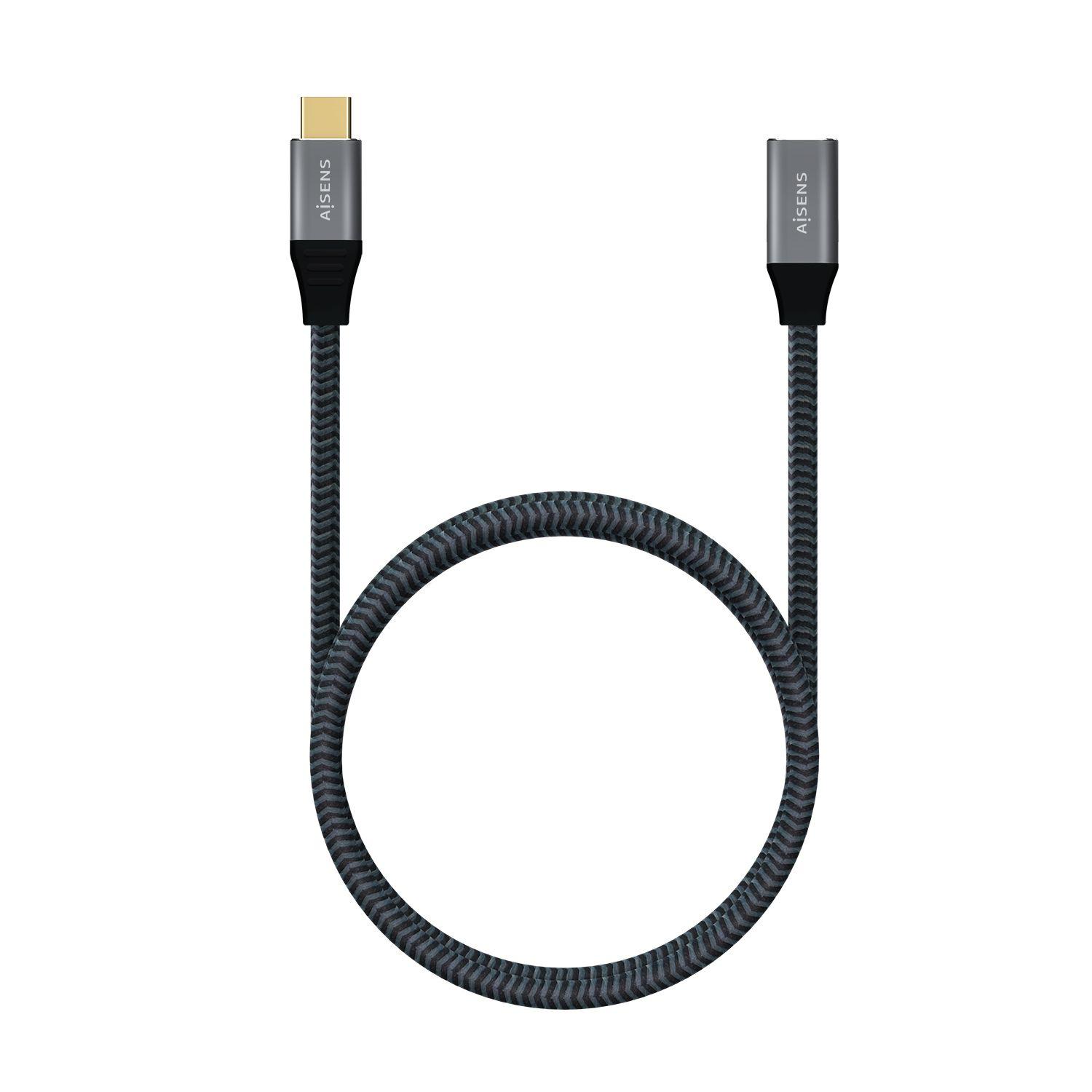 Cabo de Extensão USB-C AISENS A107-0635 (1 m - USB-C - Cinzento) — miniatura 3