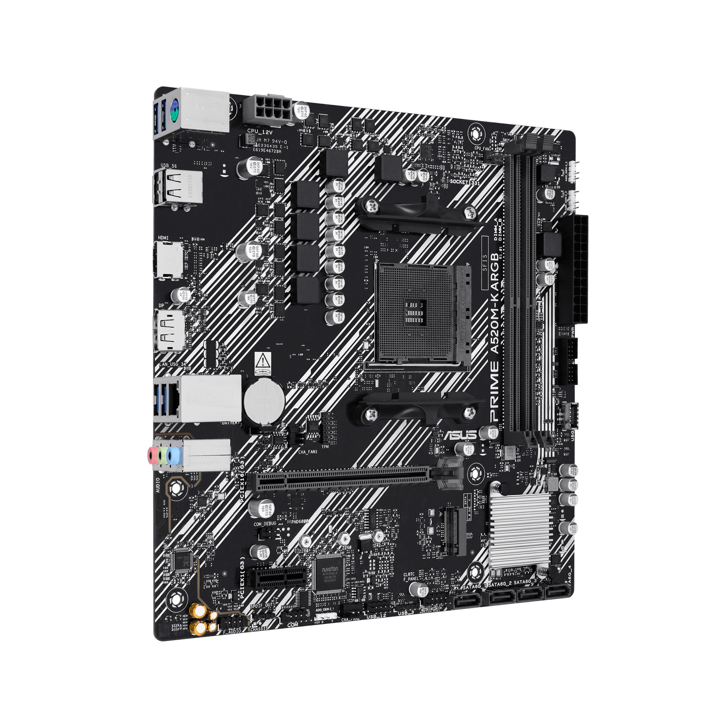 Motherboard ASUS PRIME A520M-K ARGB (AM4 - micro ATX - Duplo canal - Preto e Branco), miniatura 2