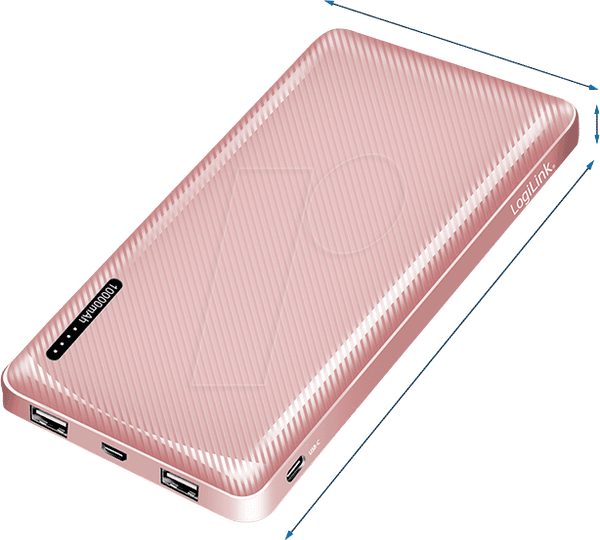 Powerbank LOGILINK PA0328RRF (10000 mAh - 2 portas USB-A - Rosa-dourado), miniatura 3