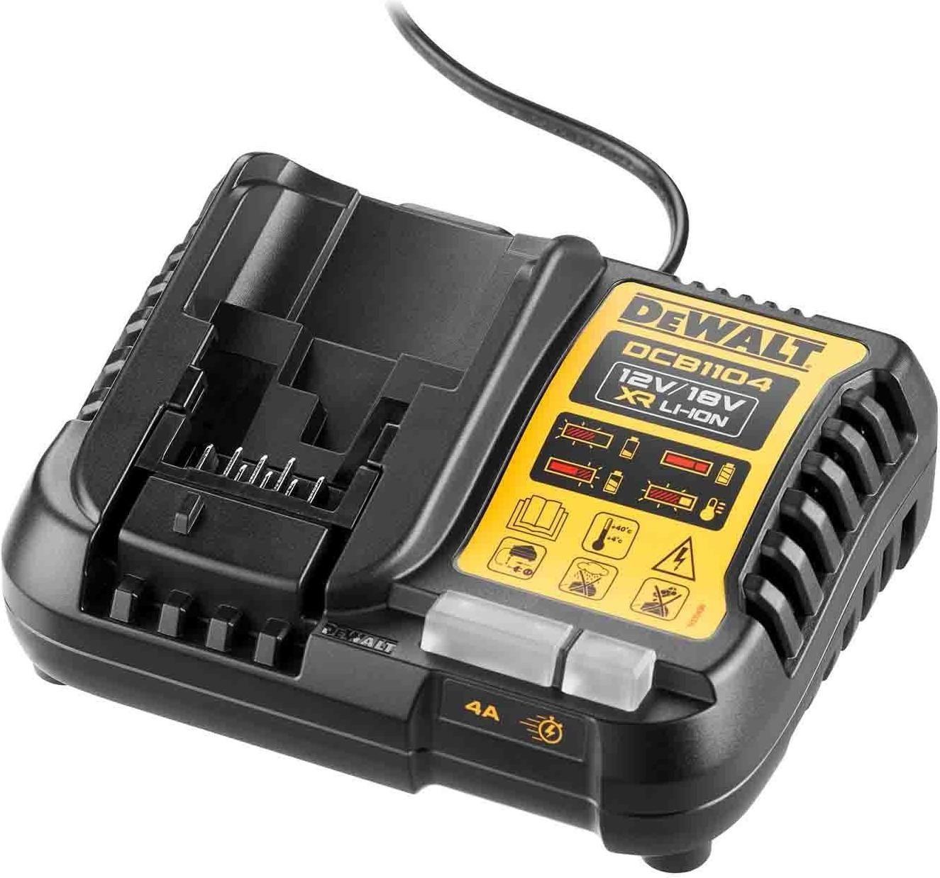 Carregador de Baterias DEWALT DCB1104-QW (10,8–18 V - 1,3–5,0 Ah)